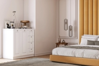 Комод Банни-3 в белом цвете с глянцевыми фасадами