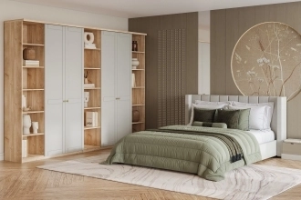 Шкаф распашной София РАХ-10 в белом цвете с гладкими фасадами