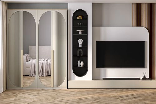 Шкаф распашной Брей-2.1 Кашемир/Дуб Золотистый - фото 1