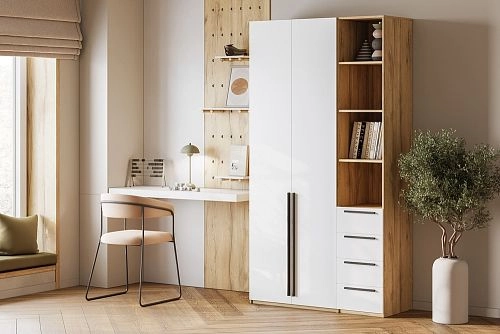 Шкаф распашной Хейсон-22 Белый Дуб Золотистый - фото 1