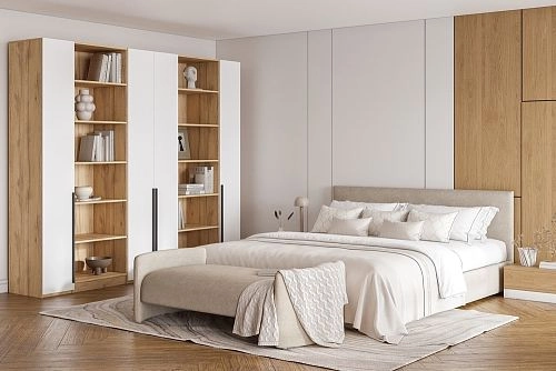 Шкаф распашной Хейсон-3 Белый Дуб Золотистый - фото 1