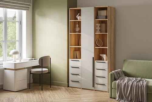 Шкаф распашной Хейсон-28 Кашемир Блэквуд Ячменный - фото 1