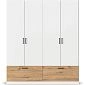 Шкаф распашной Бари-3 Белый / Дуб Бунратти