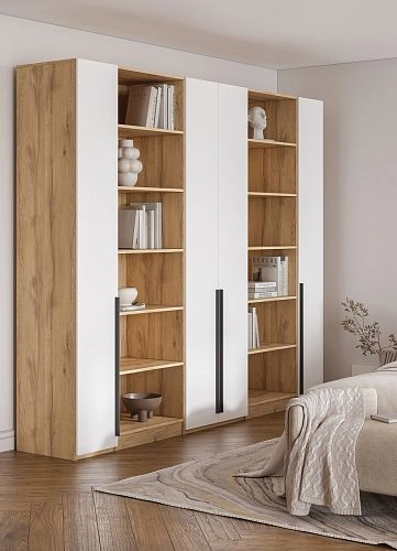 Шкаф распашной Хейсон-3 Белый Дуб Золотистый - фото 2