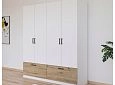 Шкаф распашной Бари-3 Белый / Дуб Бунратти
