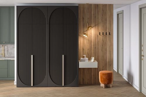 Шкаф распашной Брей-2 с антресолью Черный - фото 1