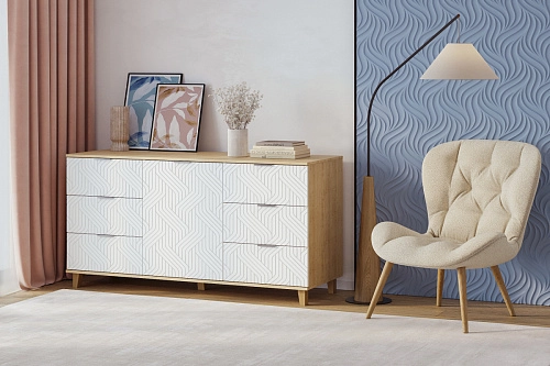 Комод Марвин 33.1 фрезеровка 3 Белый - фото 1