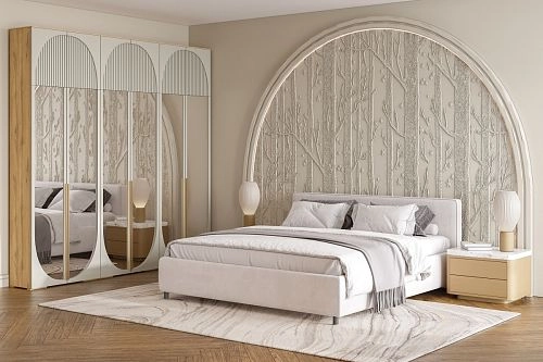 Шкаф распашной Брей-3.2 с антресолью Кашемир/Дуб Золотистый - фото 1