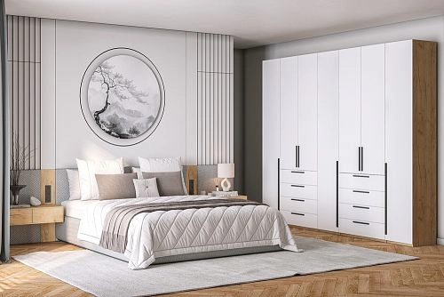 Шкаф распашной Хейсон-2 Белый Дуб Золотистый - фото 1